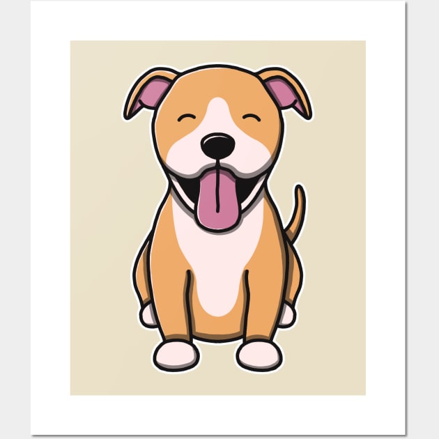 Cute Fawn Pitbull Wall Art by Luna Illustration